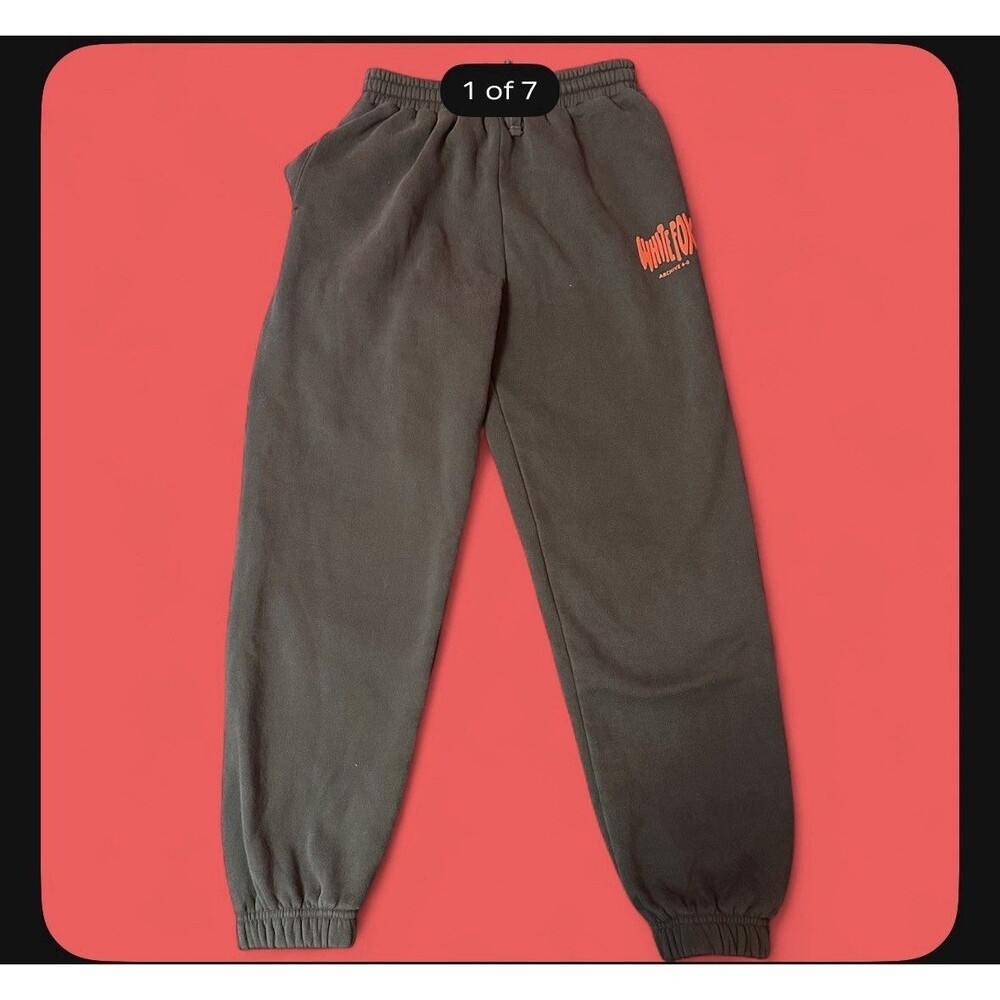 White Fox Boutique Archive 6.0 Sweatpants Black Orange Logo Joggers Size S